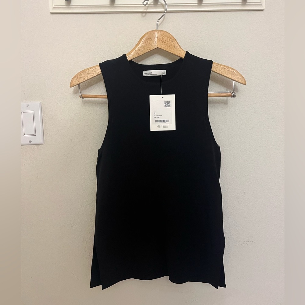 Oak + Fort Racerback Sweater Tank with Split Sides